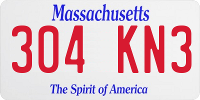 MA license plate 304KN3