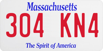 MA license plate 304KN4