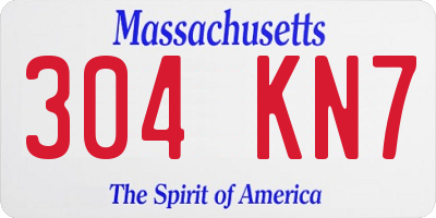 MA license plate 304KN7
