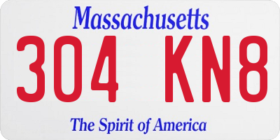MA license plate 304KN8