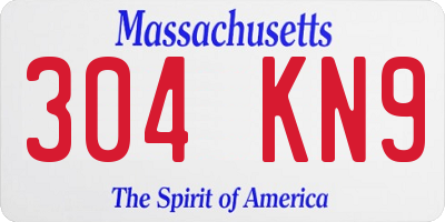 MA license plate 304KN9