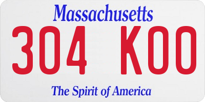 MA license plate 304KO0