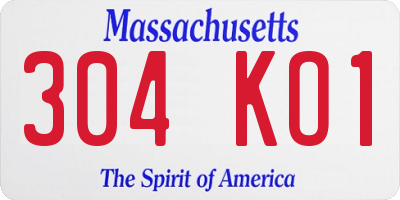 MA license plate 304KO1