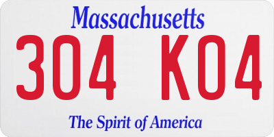 MA license plate 304KO4