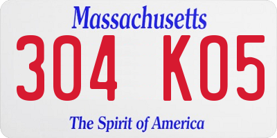 MA license plate 304KO5