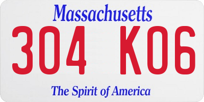 MA license plate 304KO6