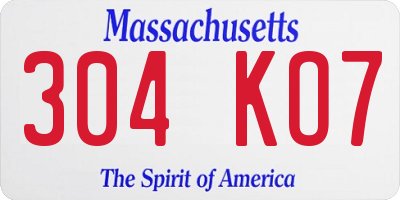 MA license plate 304KO7