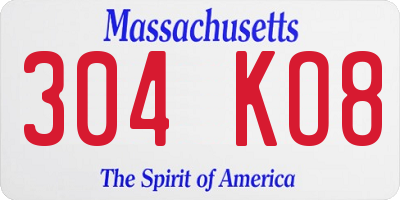 MA license plate 304KO8