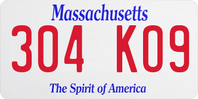 MA license plate 304KO9