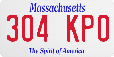 MA license plate 304KP0