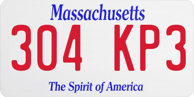 MA license plate 304KP3