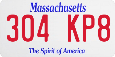MA license plate 304KP8