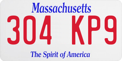MA license plate 304KP9