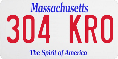MA license plate 304KR0