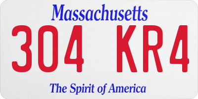 MA license plate 304KR4