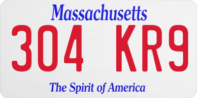 MA license plate 304KR9