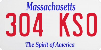 MA license plate 304KS0