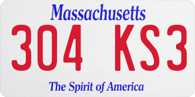 MA license plate 304KS3
