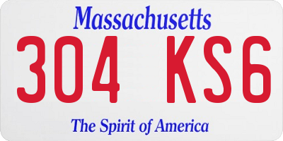 MA license plate 304KS6