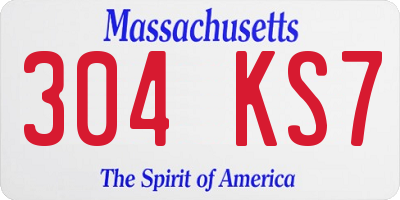 MA license plate 304KS7