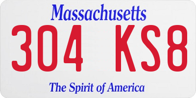 MA license plate 304KS8