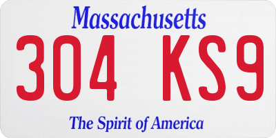MA license plate 304KS9