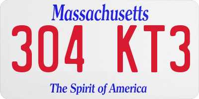 MA license plate 304KT3
