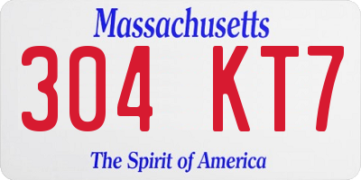 MA license plate 304KT7