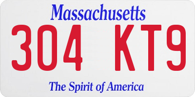 MA license plate 304KT9