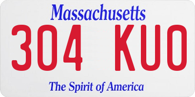 MA license plate 304KU0