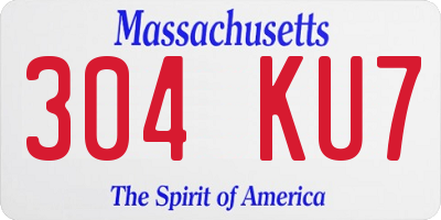 MA license plate 304KU7