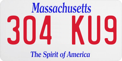 MA license plate 304KU9