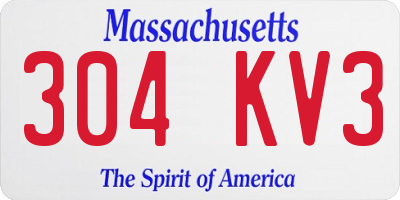 MA license plate 304KV3