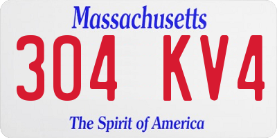 MA license plate 304KV4