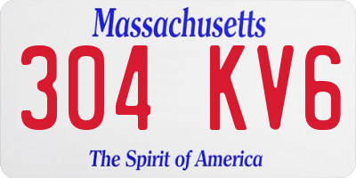 MA license plate 304KV6