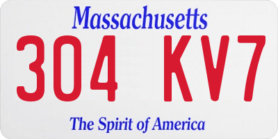 MA license plate 304KV7