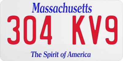 MA license plate 304KV9