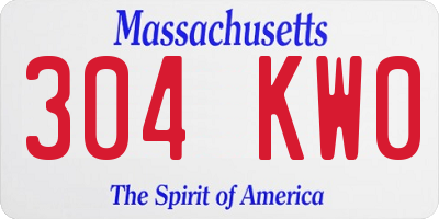 MA license plate 304KW0