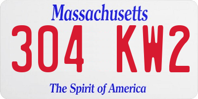 MA license plate 304KW2