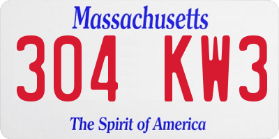 MA license plate 304KW3