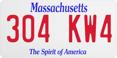 MA license plate 304KW4