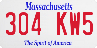 MA license plate 304KW5