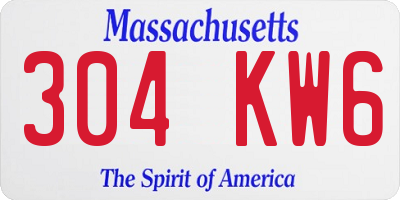 MA license plate 304KW6