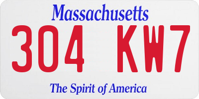 MA license plate 304KW7