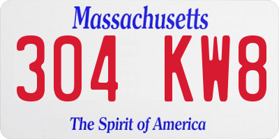 MA license plate 304KW8