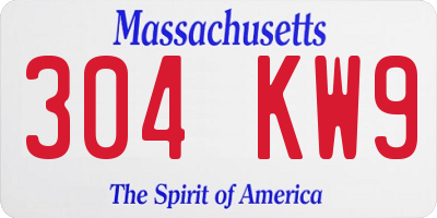 MA license plate 304KW9