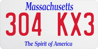 MA license plate 304KX3