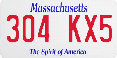 MA license plate 304KX5