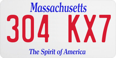 MA license plate 304KX7