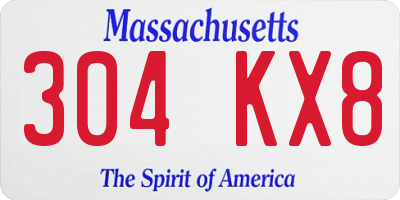 MA license plate 304KX8